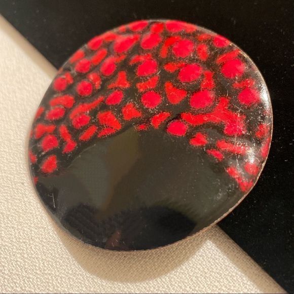 Vintage Abstract Enamel And Metal Brooch Or Pin